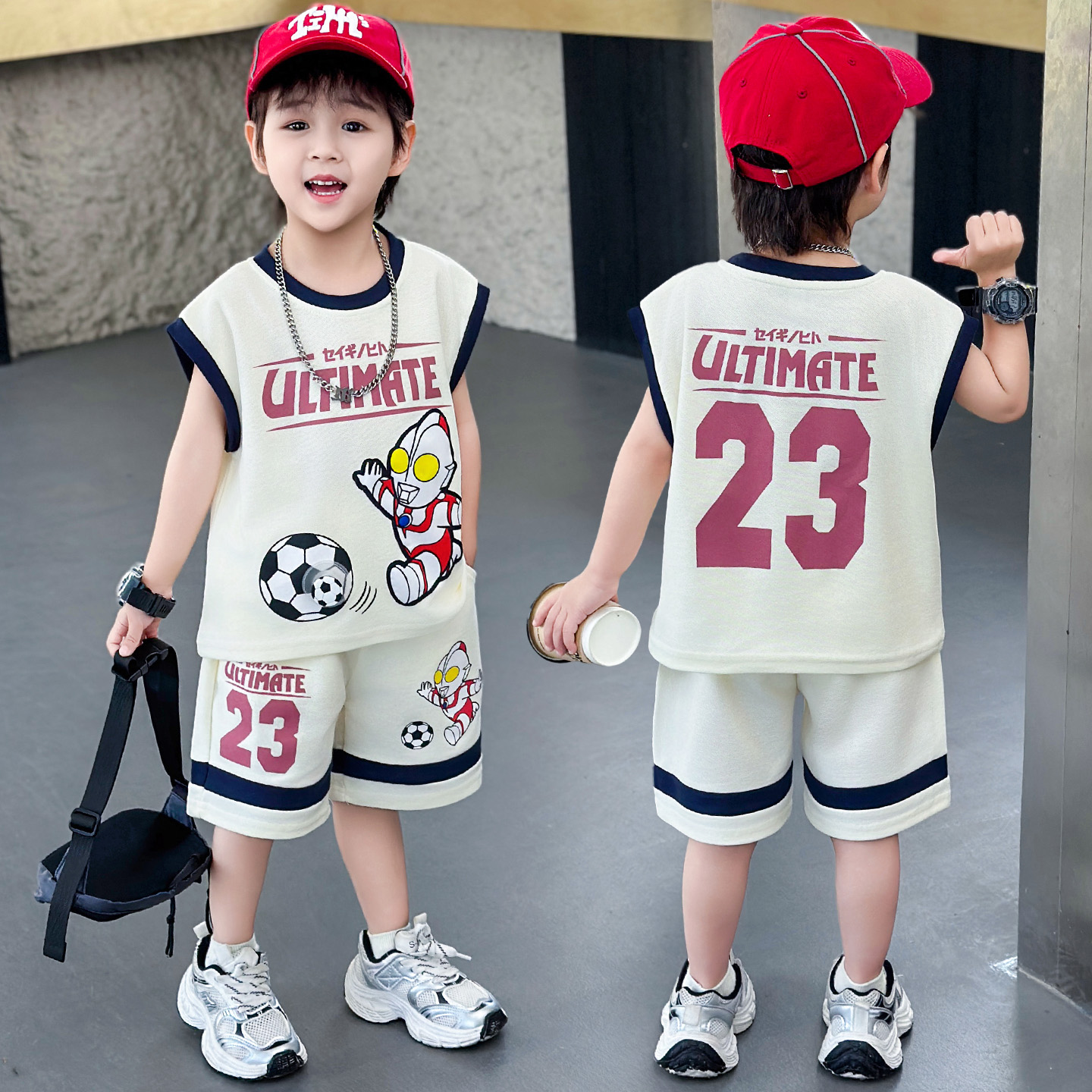 儿童奥特曼衣服男童夏装无袖套装2026新款夏季背心短裤运动两件套