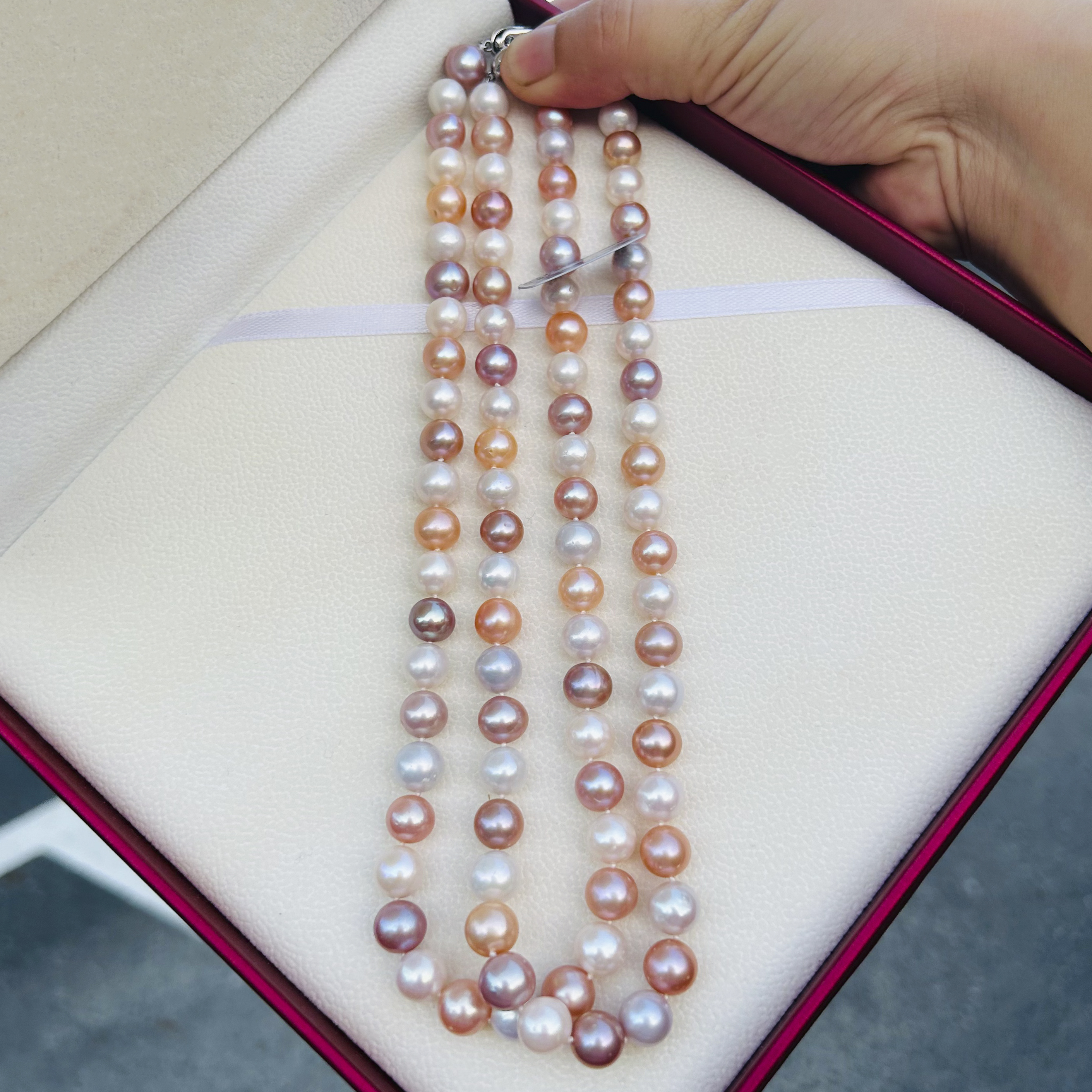 天然无核珍珠项链8.3-10mm混彩糖果色（多样性发一）