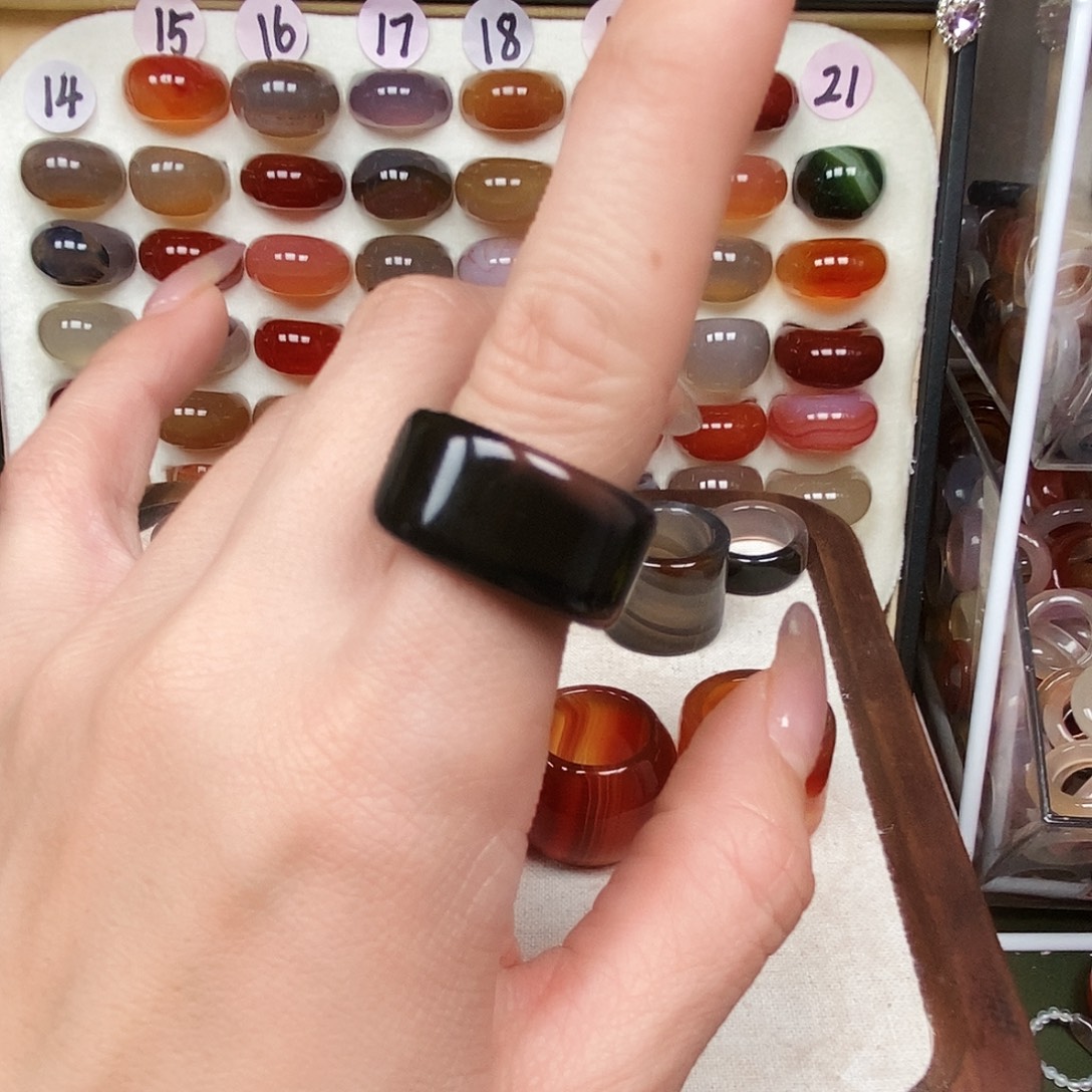 h***i玛瑙/玉髓合金戒指