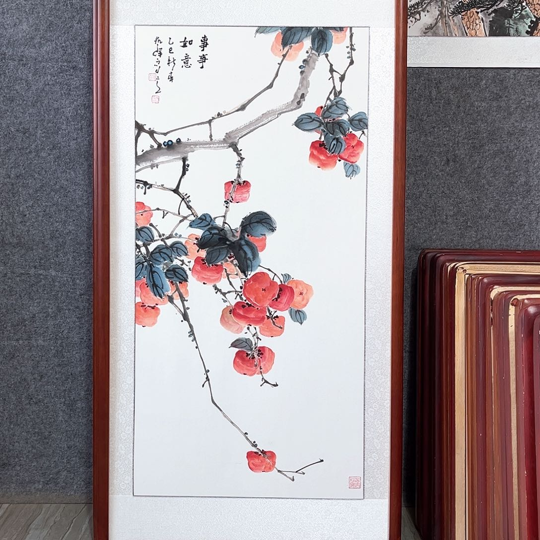 国画书画作品带框123×63厘米