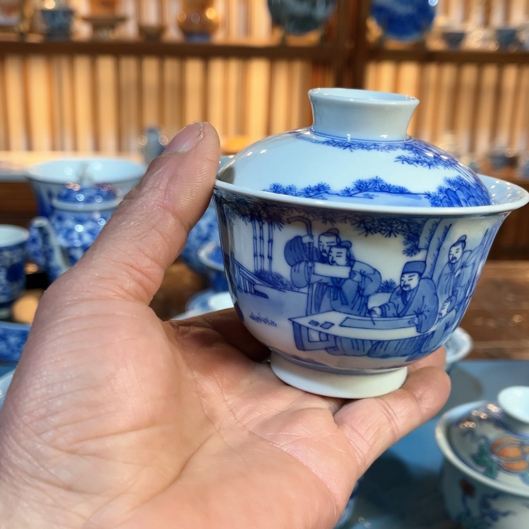 錡镇堂手工手绘盖碗