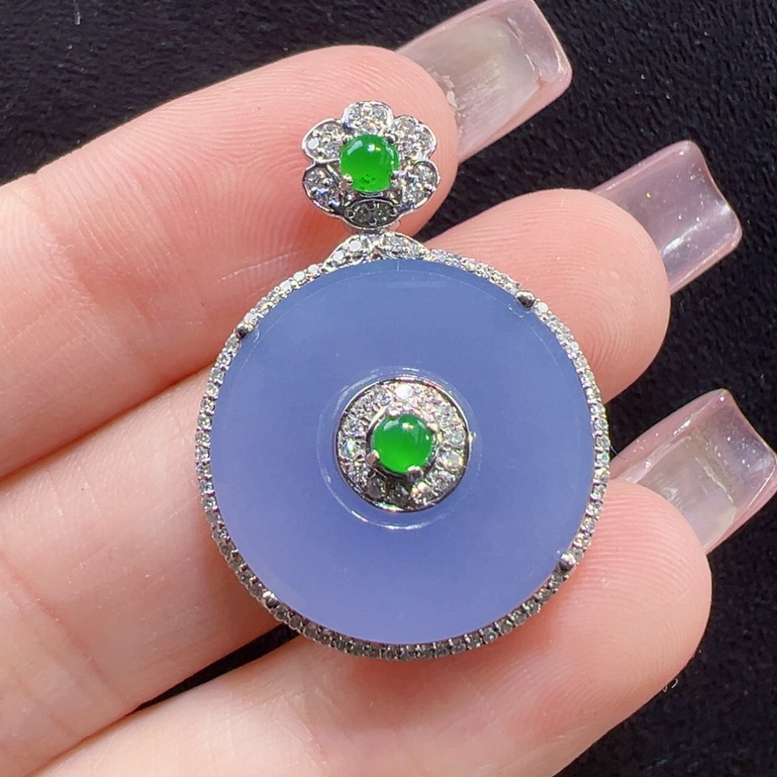 翡翠18K金镶嵌吊坠(不含链)吊坠