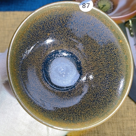 茶盏龙窑柴烧芝麻滴无足斗笠9.1口径