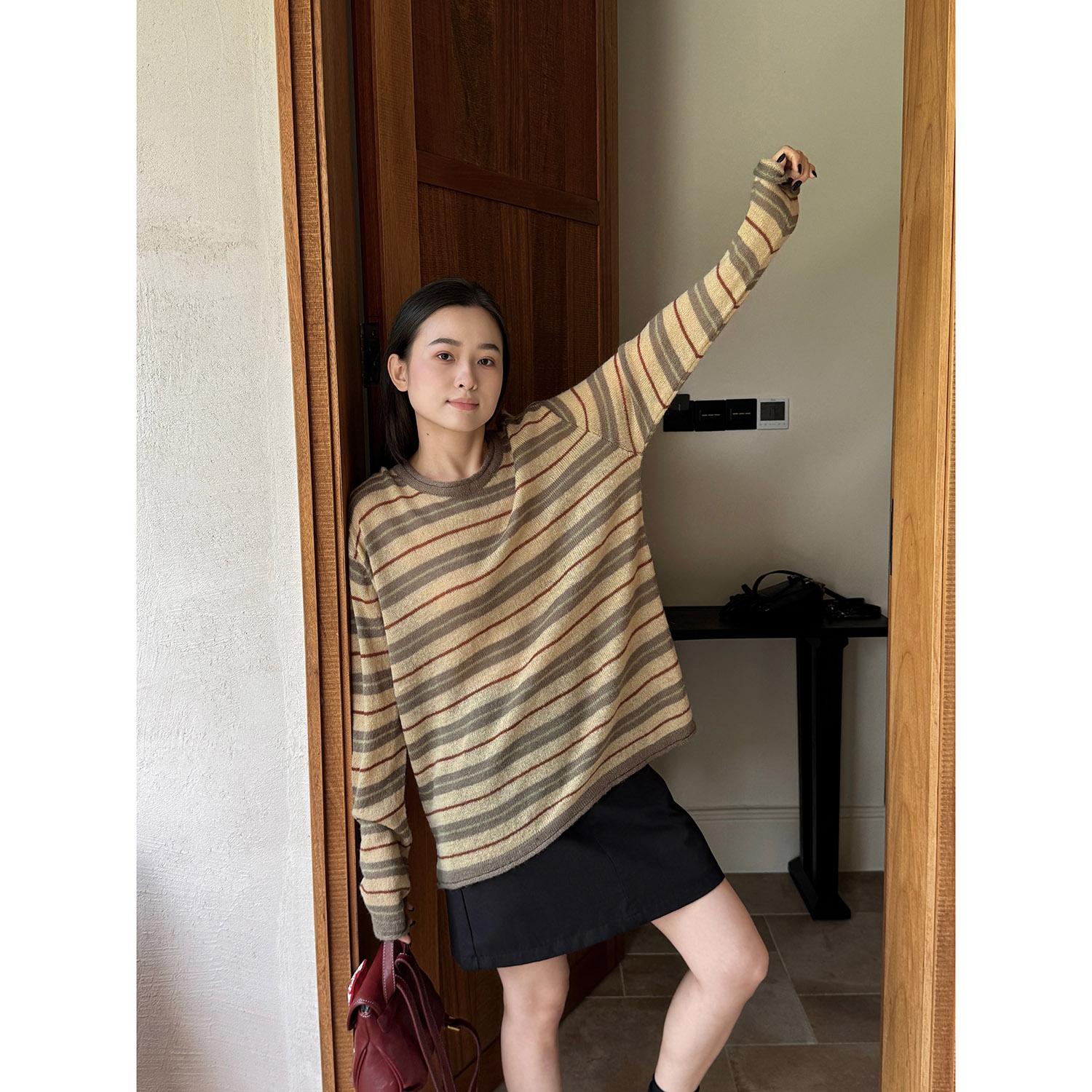 19studio WAYNEPRINCE美式复古条纹薄针织衫上衣百搭宽松条纹毛衣