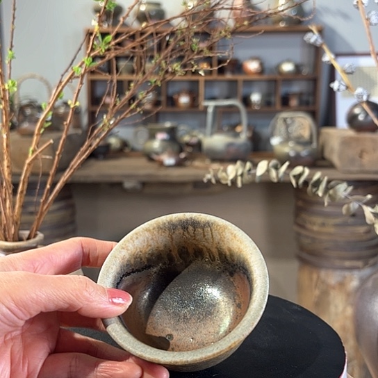 #1951柴烧裸烧窑汗盖碗杯落灰渣介意慎拍