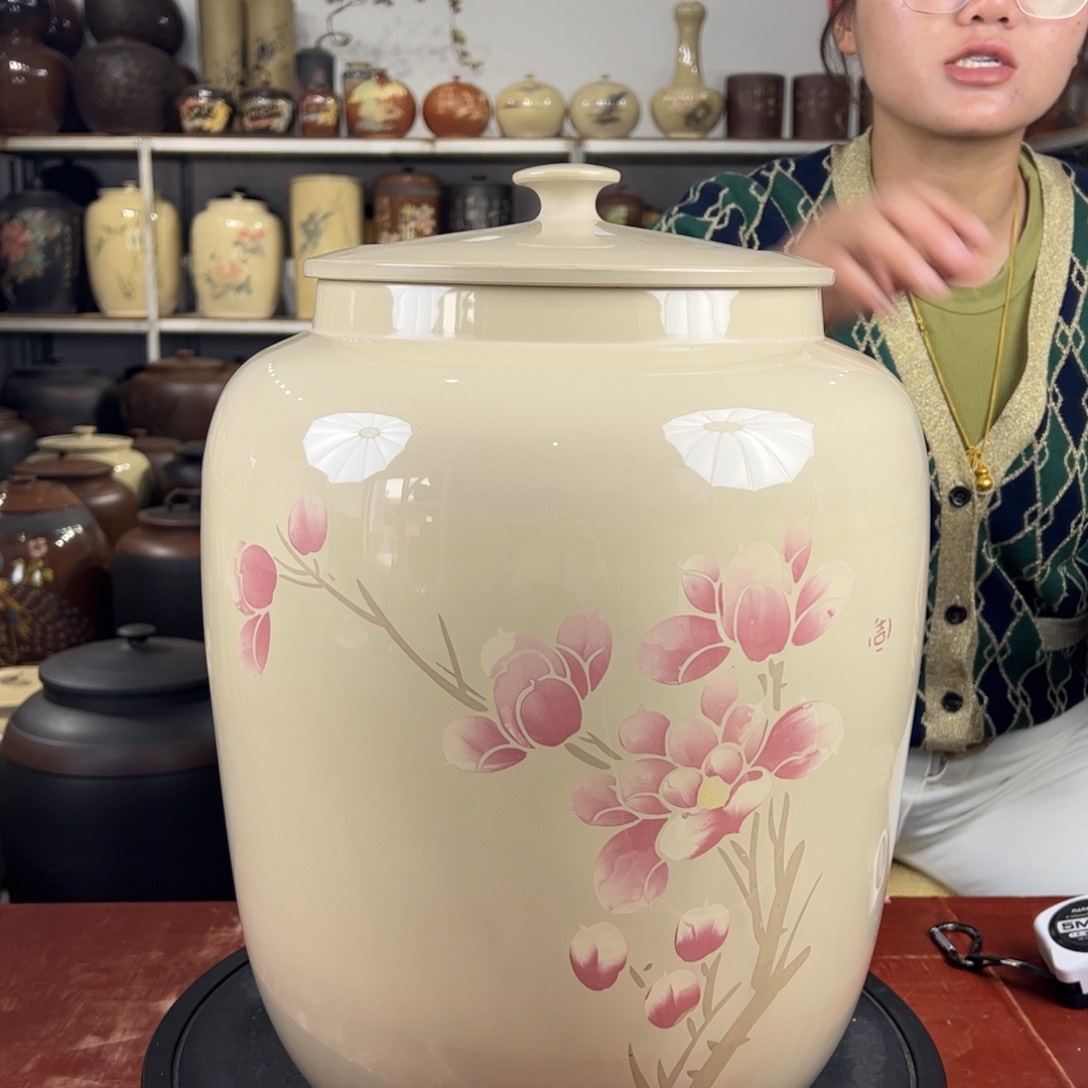 20升水缸白泥阴刻阳填