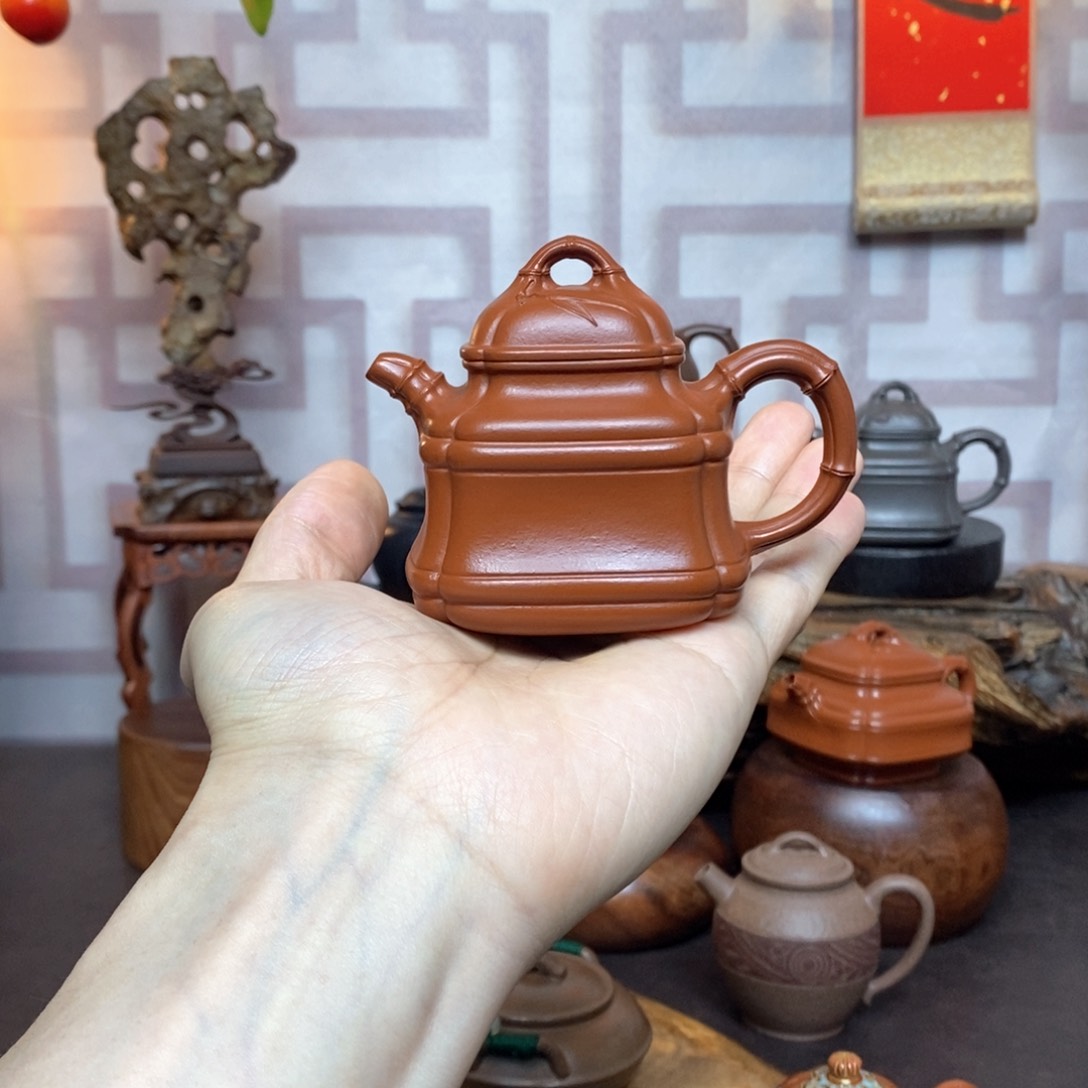 紫砂茶具朱泥四方竹鼎