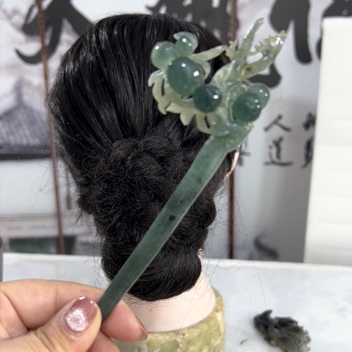 定制蛇纹石玉毛货发饰