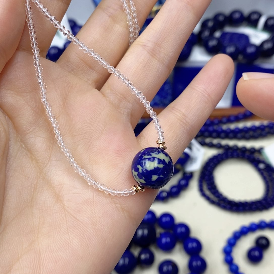 青金石未镶嵌颈饰