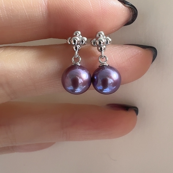 银S925镶嵌淡水珍珠耳饰风在吹耳饰