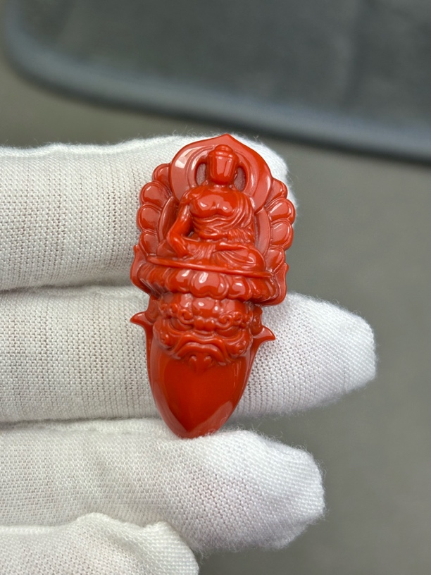 南红柿子红精工雕刻无相金刚杵重10.2克尺寸40-20.6-10.2