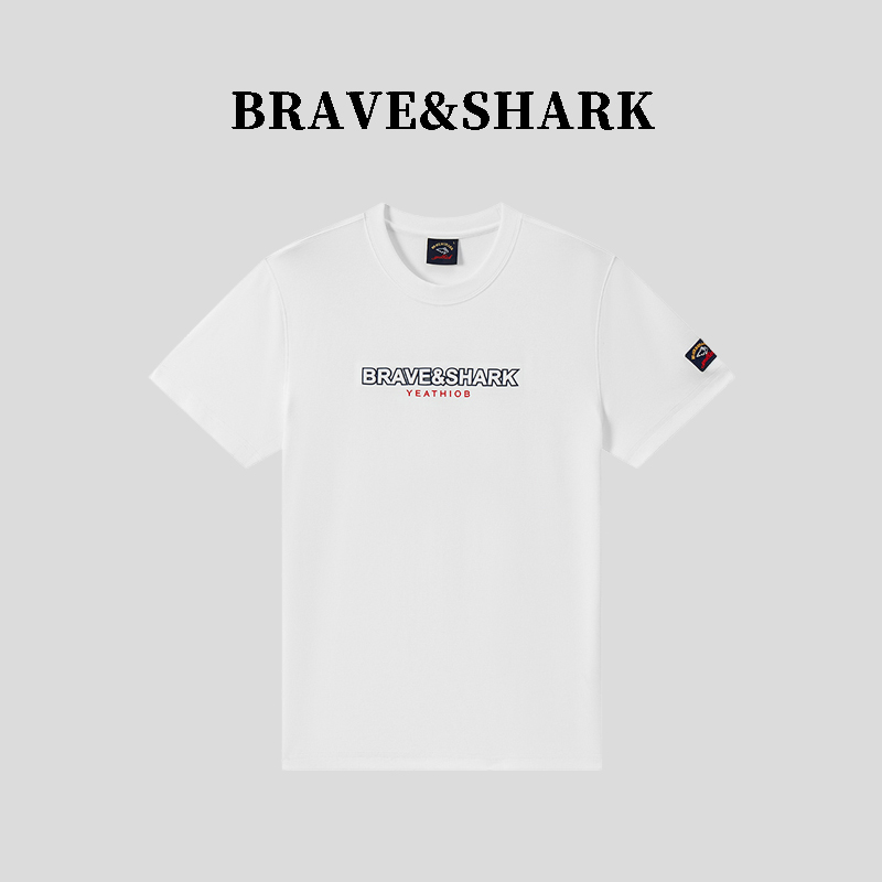 BRAVESHARK/勇士鲨鱼男士夏季高克重休闲百搭速干刺绣T恤 6209