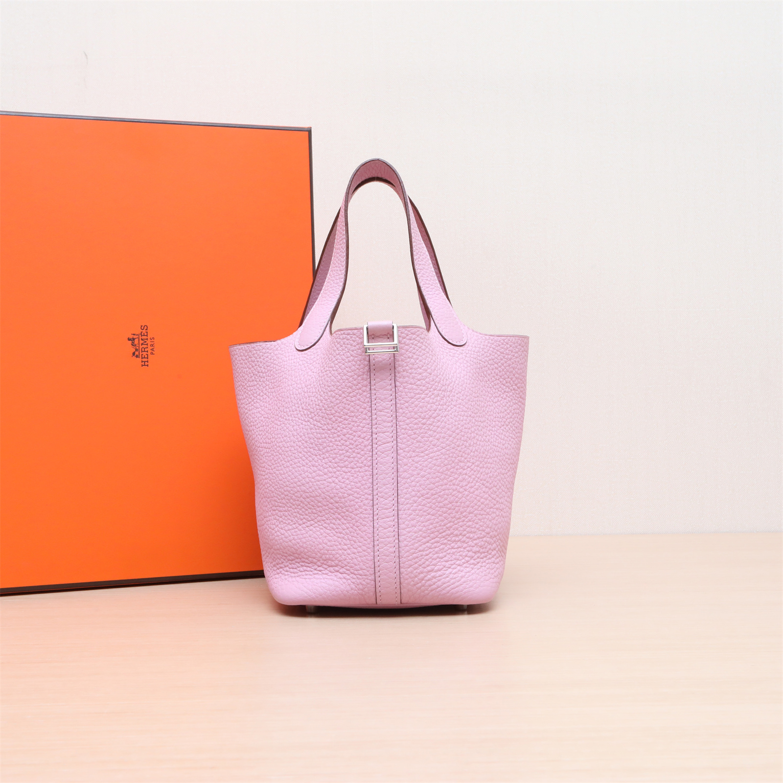 95新 Hermes/爱马仕 菜篮子 X9锦葵紫 TC皮 Z刻 银扣 P244691302