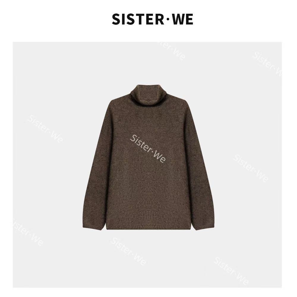 薇姐【云间】Sister·We宽松显瘦打底堆堆领羊绒针织衫上衣 8804