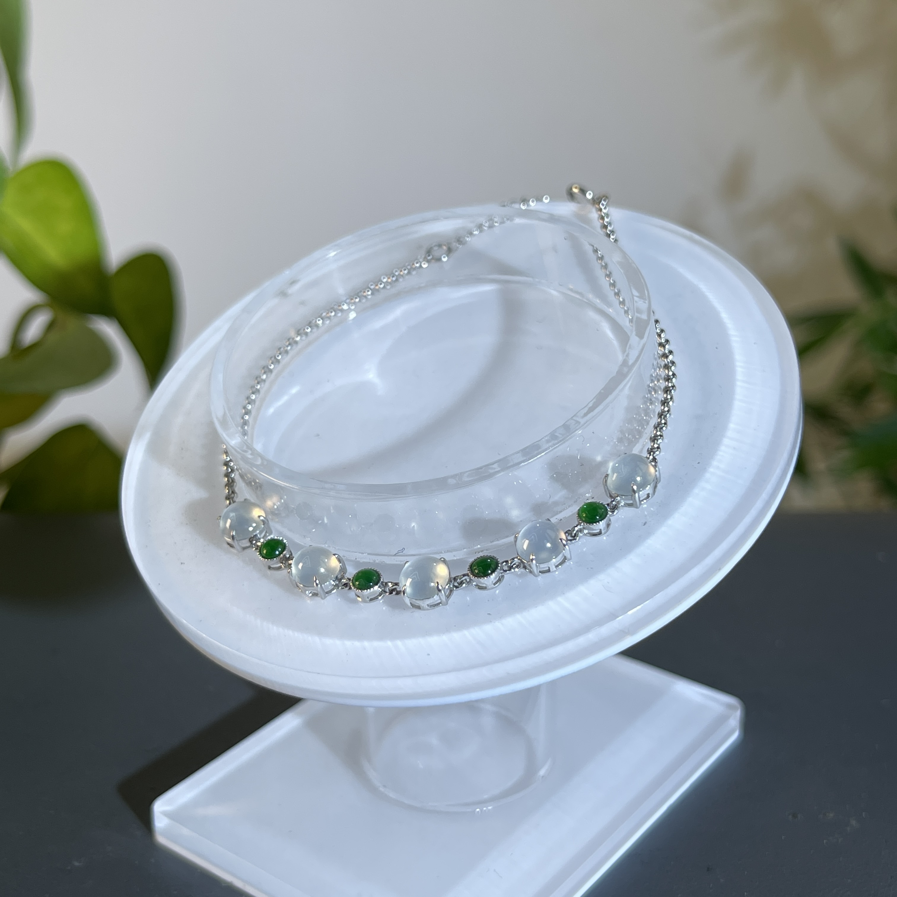 JXB13-135   天然缅甸A货翡翠   18K镶嵌手链