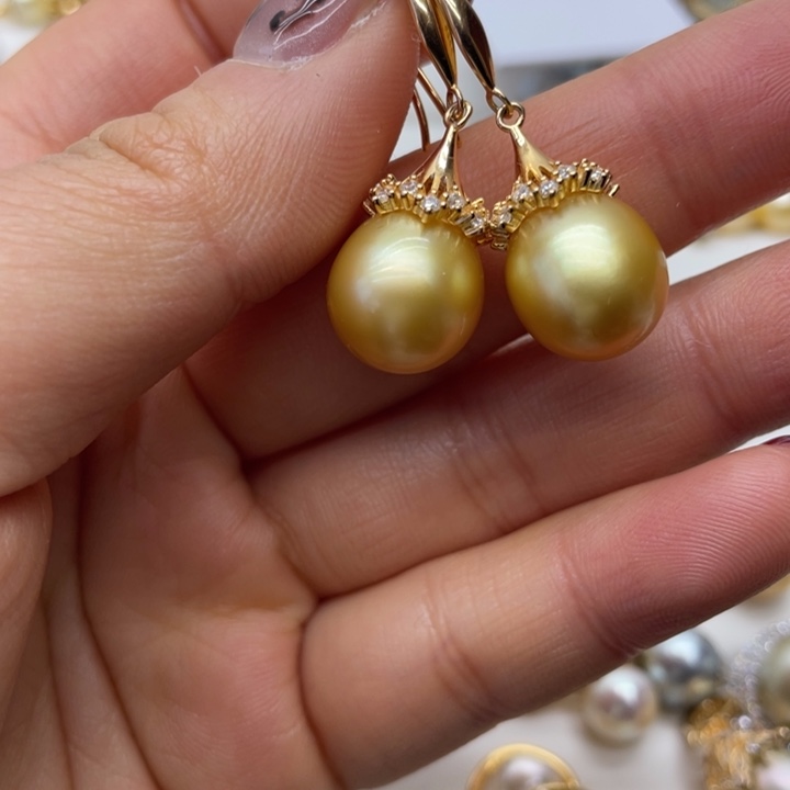 海水珍珠耳饰银S925镶嵌