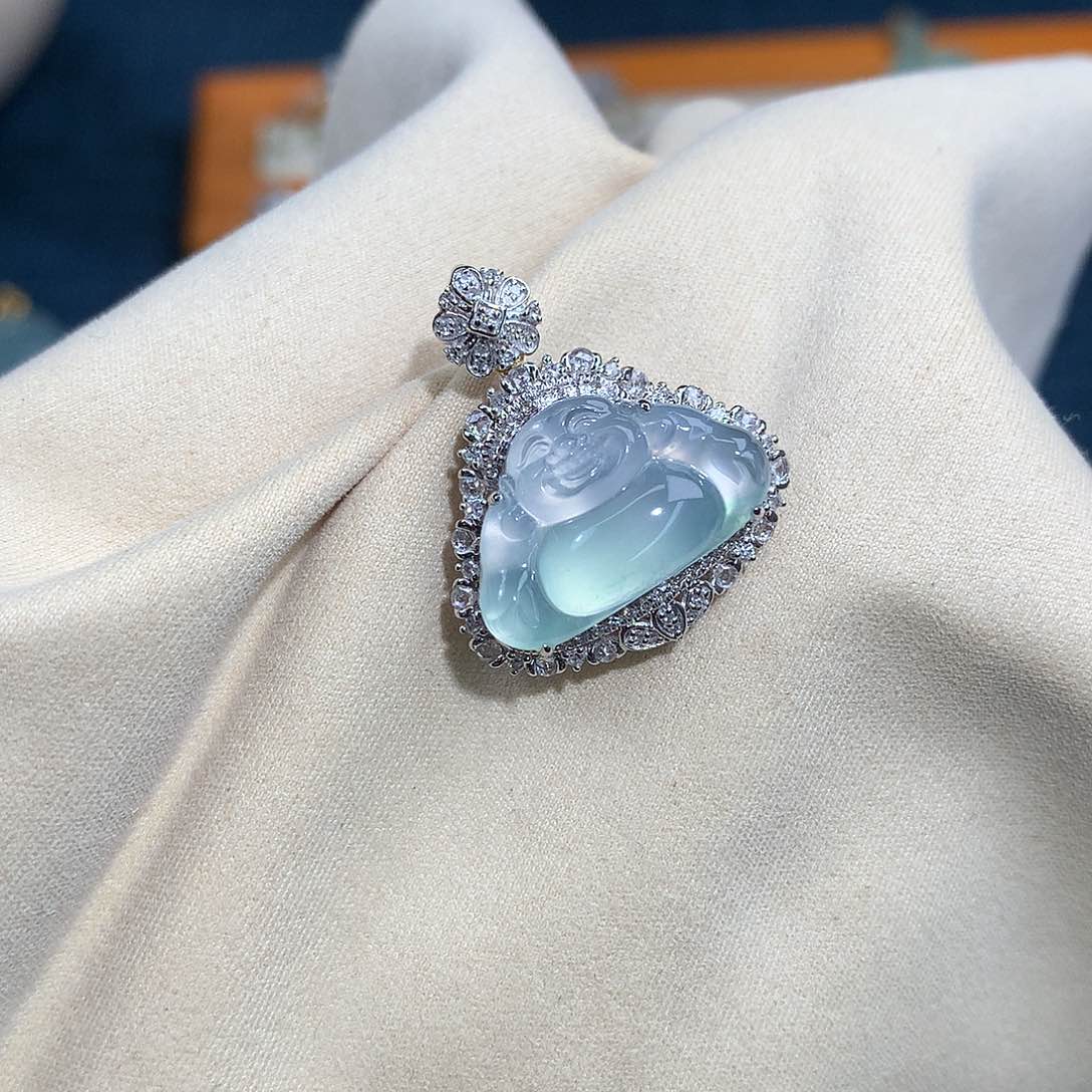 吊坠(不含链)18K金镶嵌翡翠