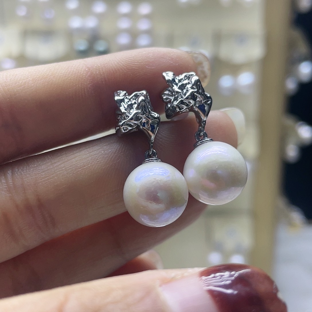 淡水珍珠耳饰银S925镶嵌
