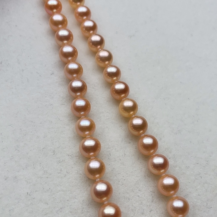 淡水珍珠颈饰银S925镶嵌7极光爱玛橙