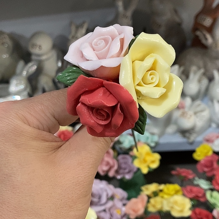 瓷片纯手工陶瓷花摆件2
