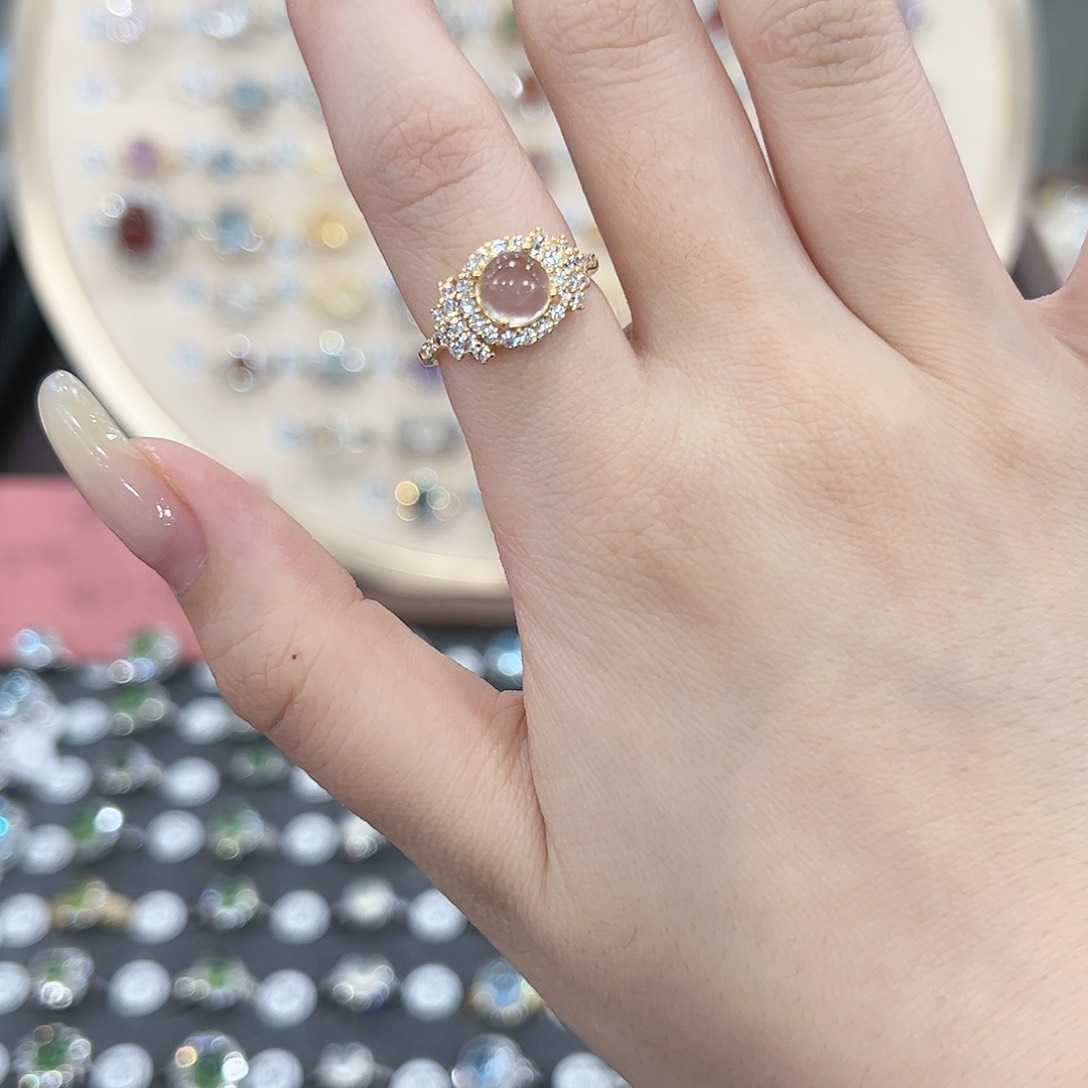 蛇纹石玉戒指银S925镶嵌柠****.