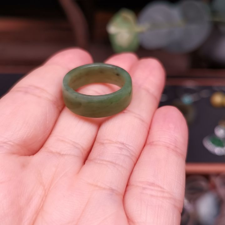 和田玉未镶嵌戒指黑羊洞17