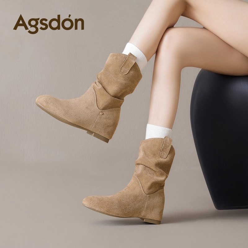 奥古狮登短靴女款2025新款秋季内增高勃肯靴美拉德西部堆堆靴H