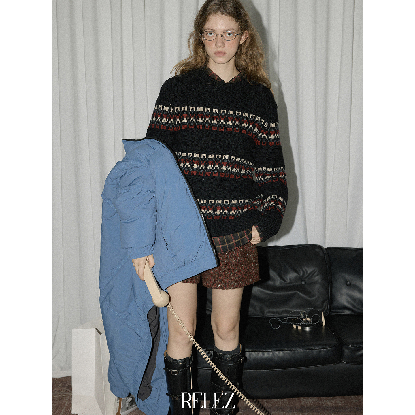 relez 氛围密码！羊毛复古提花圆领针织毛衣