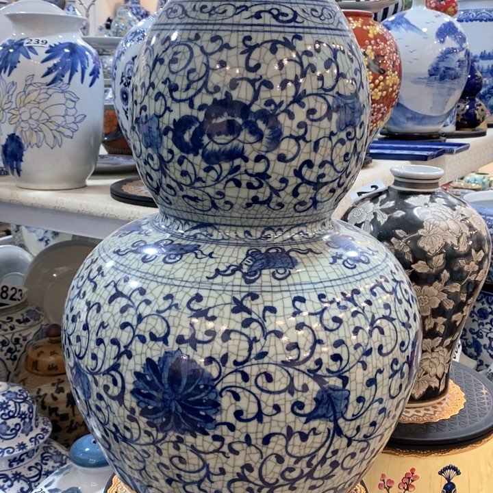 【闪购商品】摆件红*青花瓷陶瓷葫芦花瓶摆件