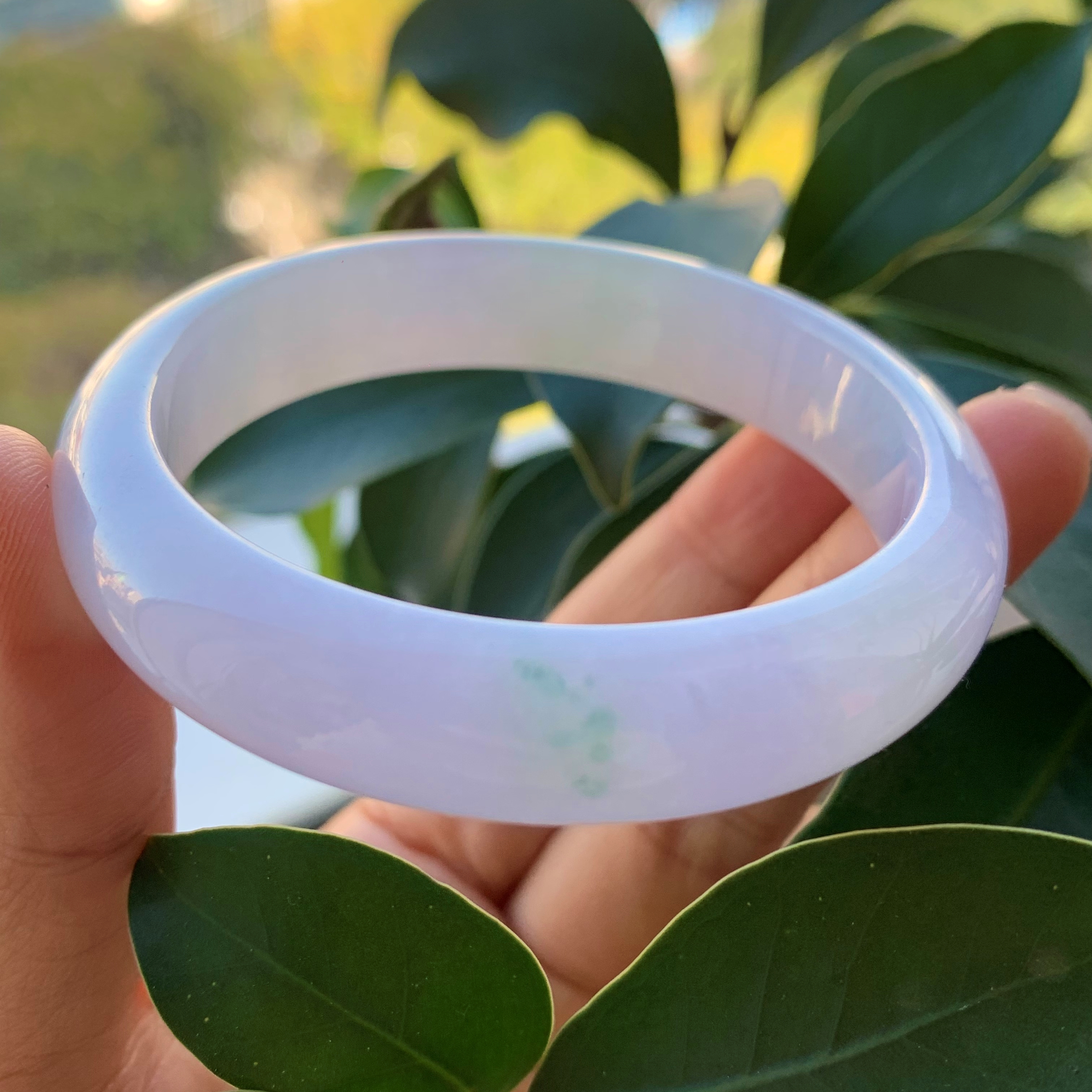 春彩粉紫天然翡翠手镯女款少女紫色飘绿时尚