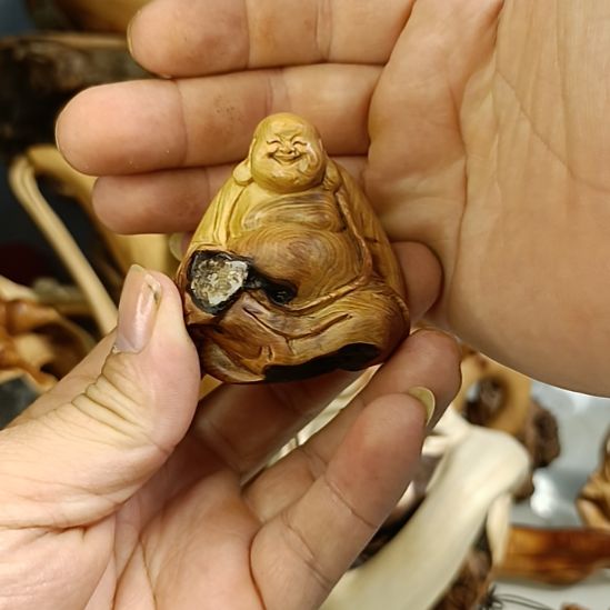 柏木（崖柏）太行崖柏笑佛手把件