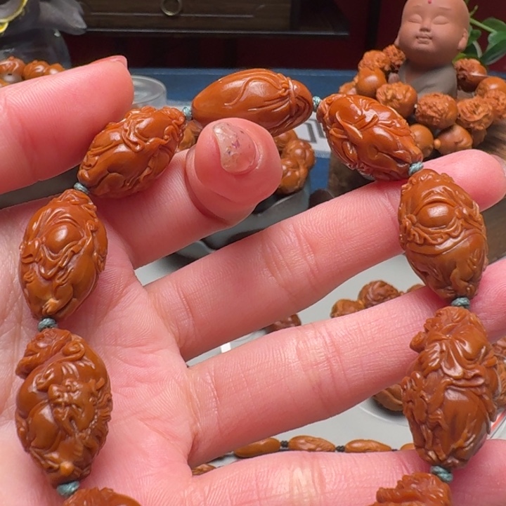 往***风手串/手链橄榄核骑兽钟馗
