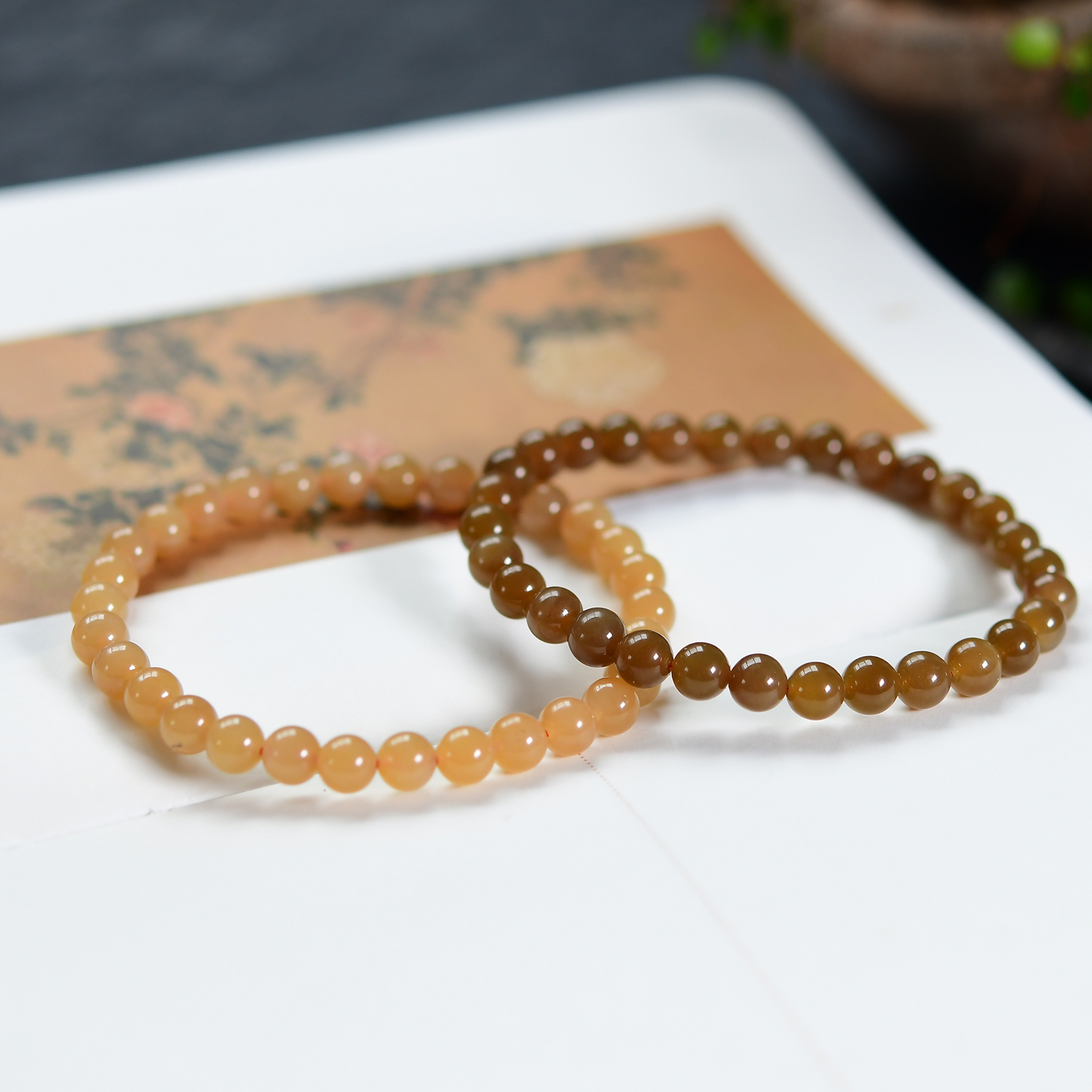 天然和田玉新疆圆珠糖白老坑老料6m手链手串圆珠单圈玉串男女同款