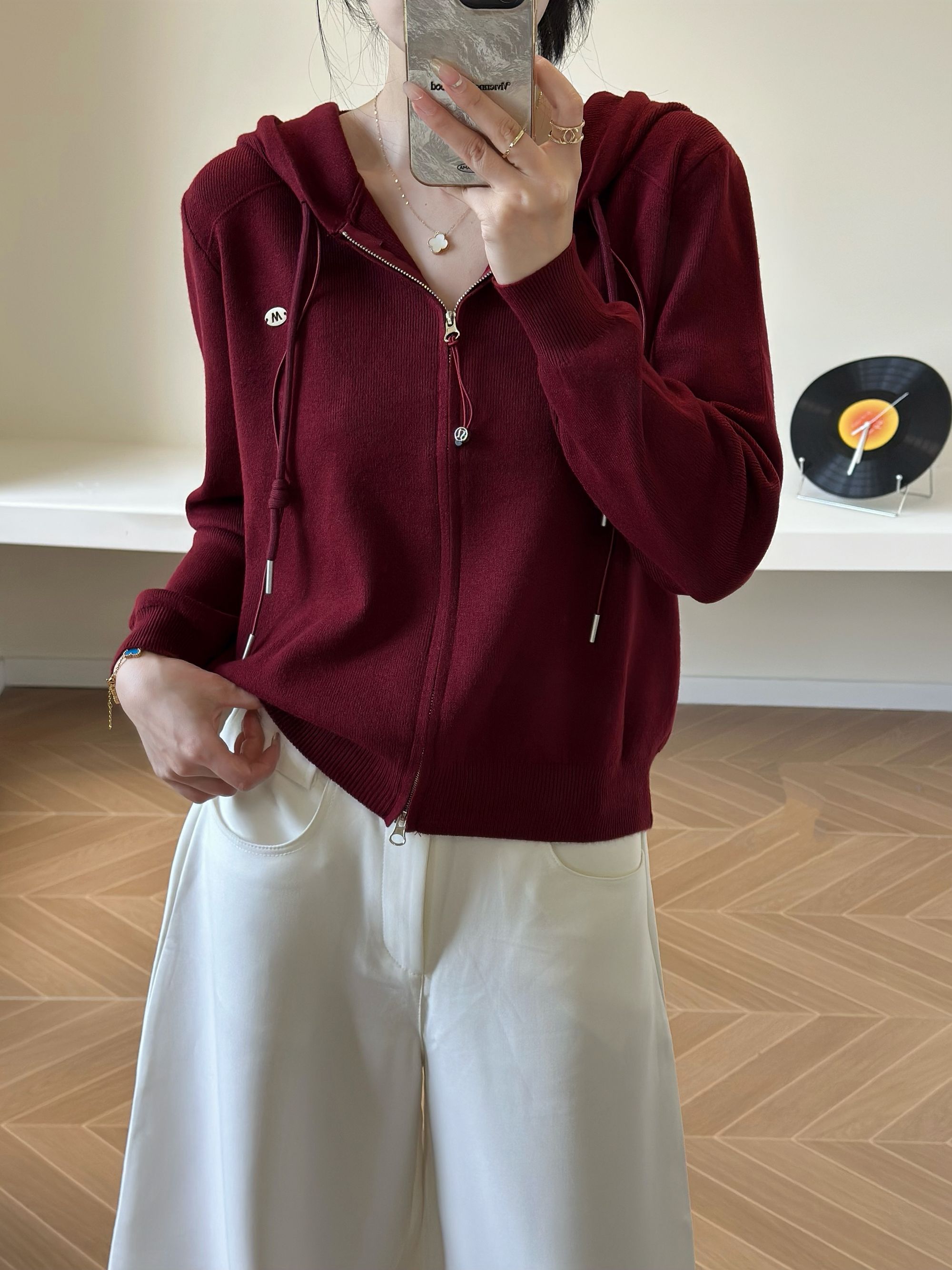 【小辣姣服饰】653针织毛针织开衫毛衣连帽针织开衫休闲