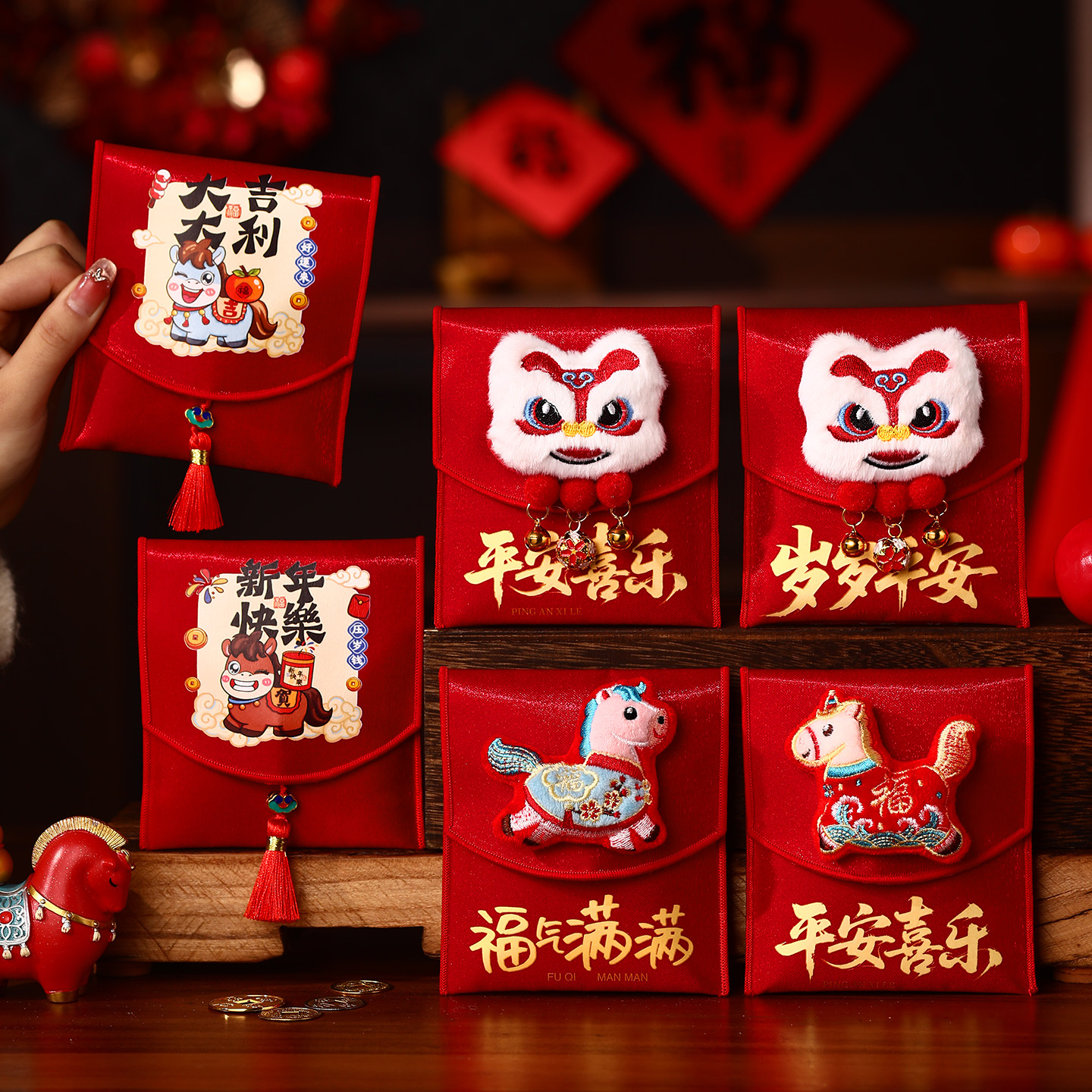 马年立体挂脖布艺红包2026年新款创意压岁钱包新年过年高档利是封