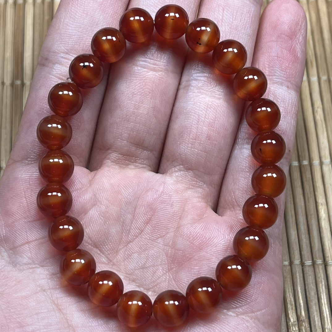 红色冰透天然玛瑙手串