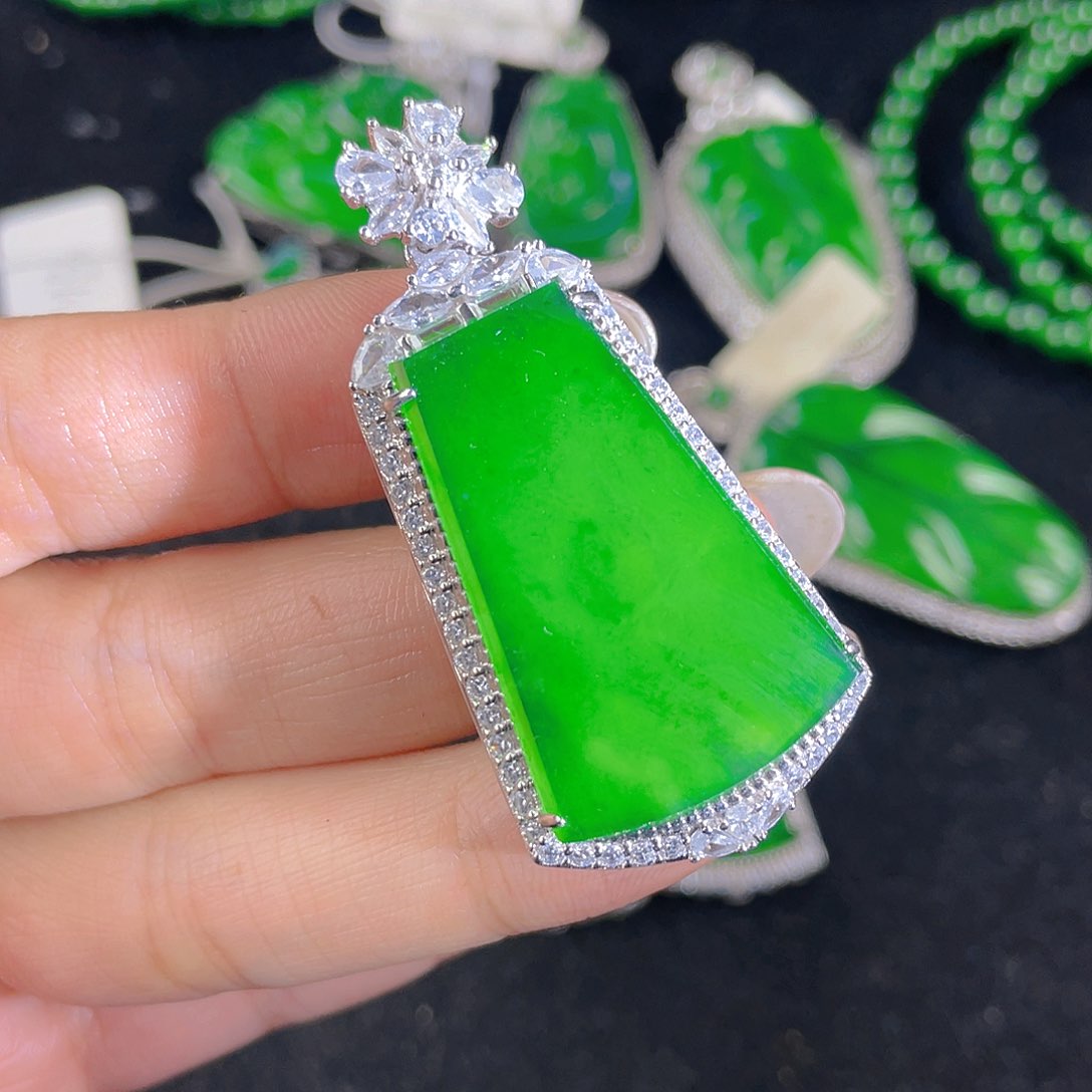 翡翠吊坠(不含链)银S925镶嵌