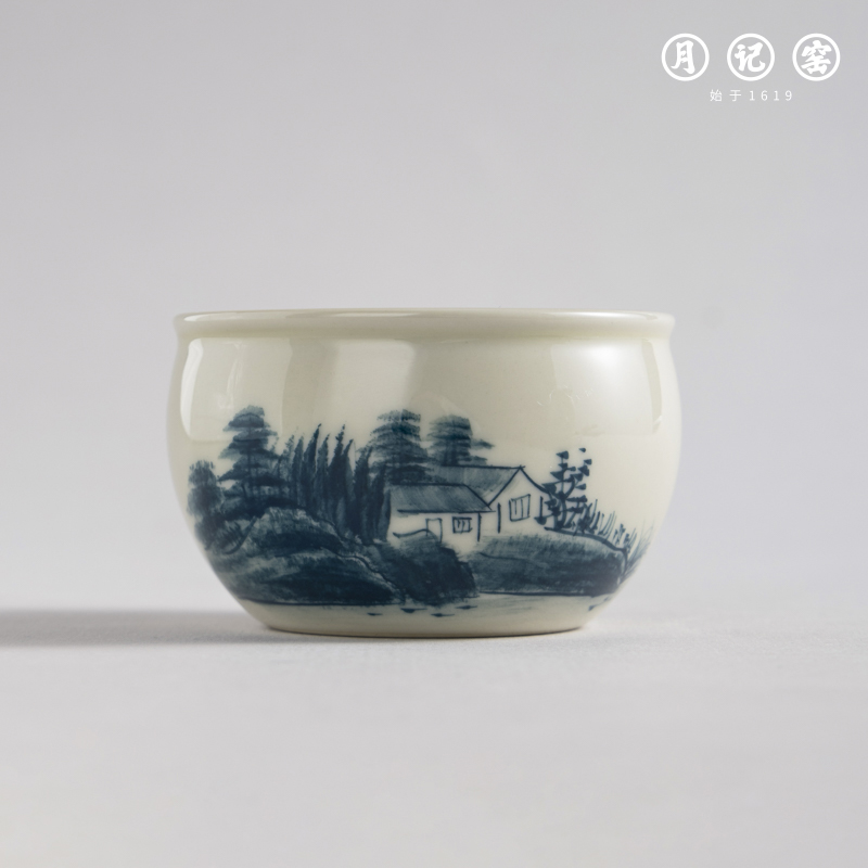 月记窑 柴烧手绘“山水”缸杯