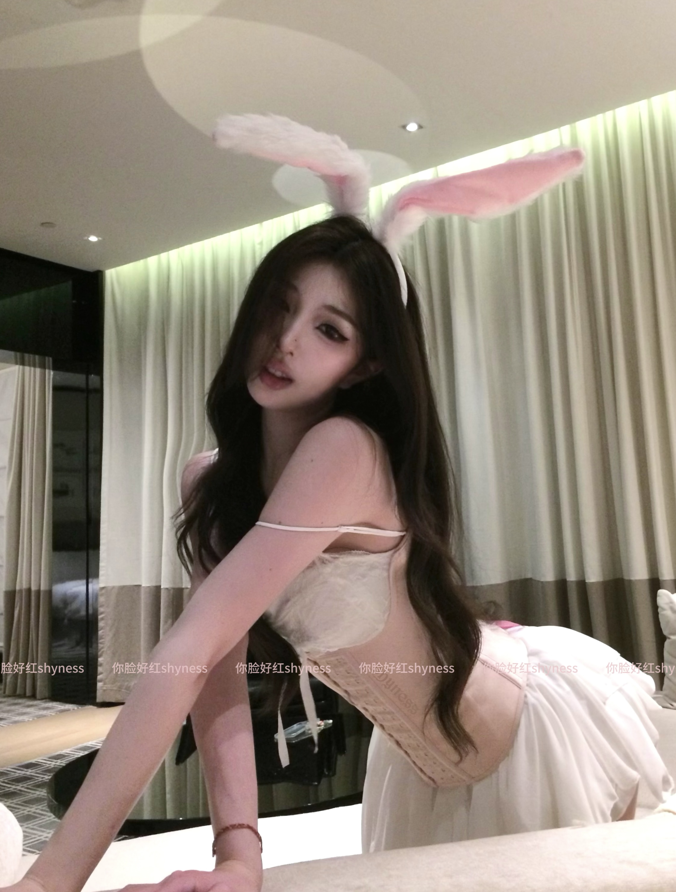 【特价】你脸好红shyness-八音盒-夏新款芭蕾粉色束腰兔子cos套装