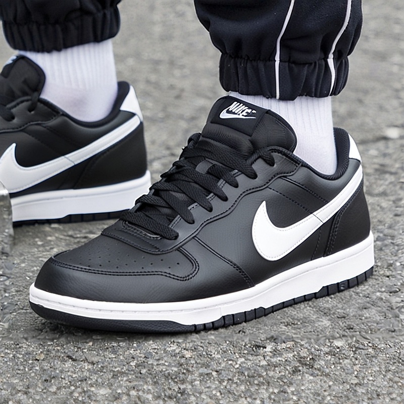 Nike耐克BIG NIKE LOW休闲鞋耐磨透气低帮板鞋男款黑白防滑运动鞋