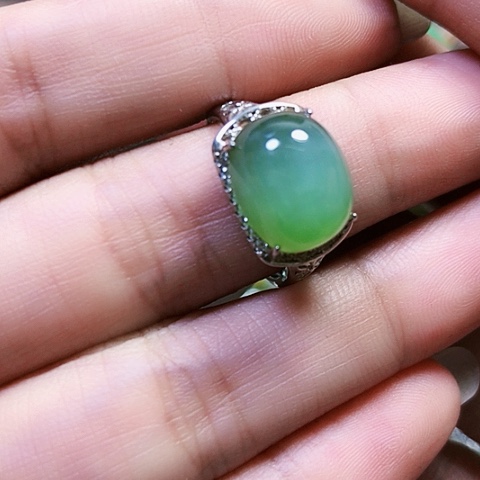 和田玉戒指银S925镶嵌