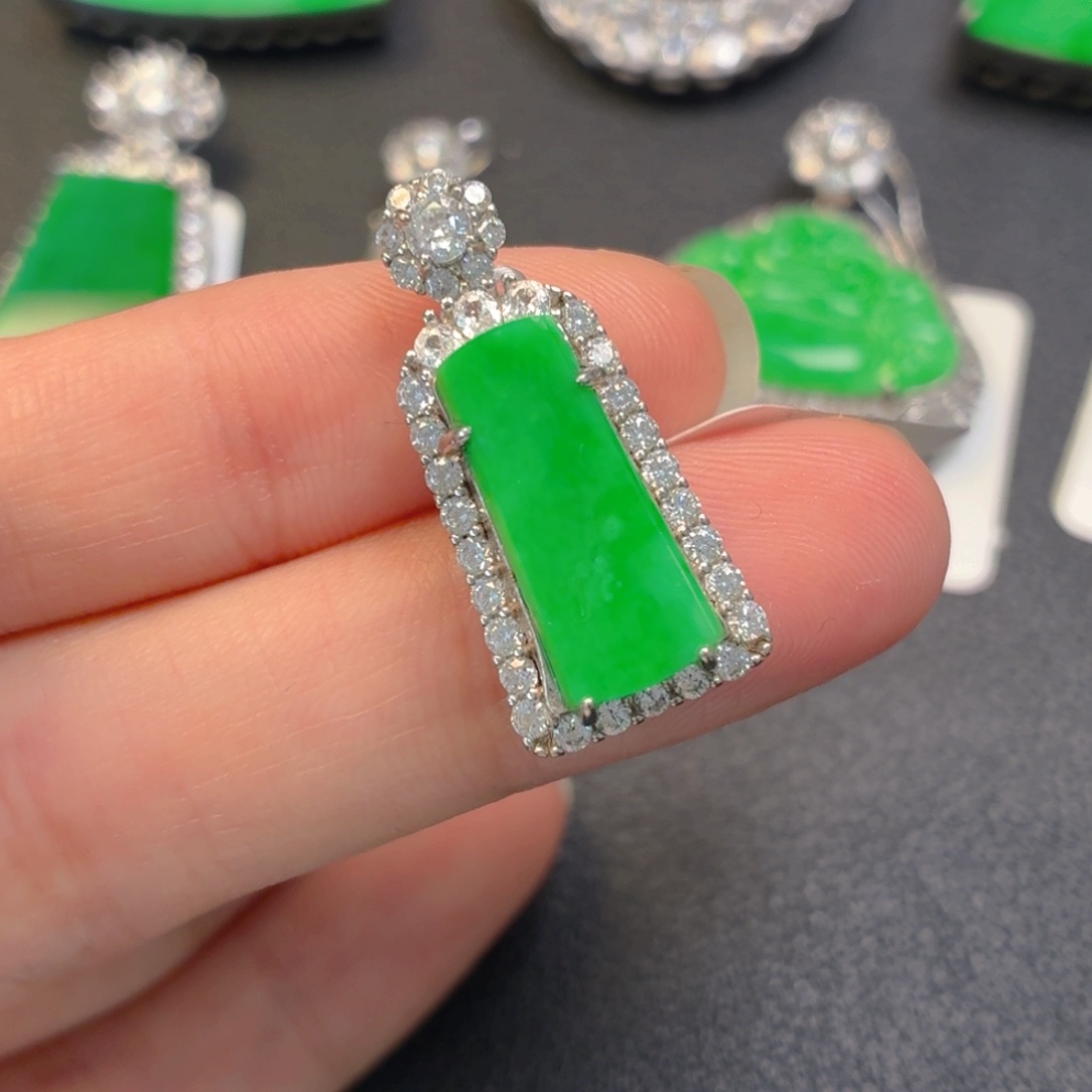 翡翠银S925镶嵌吊坠(不含链)