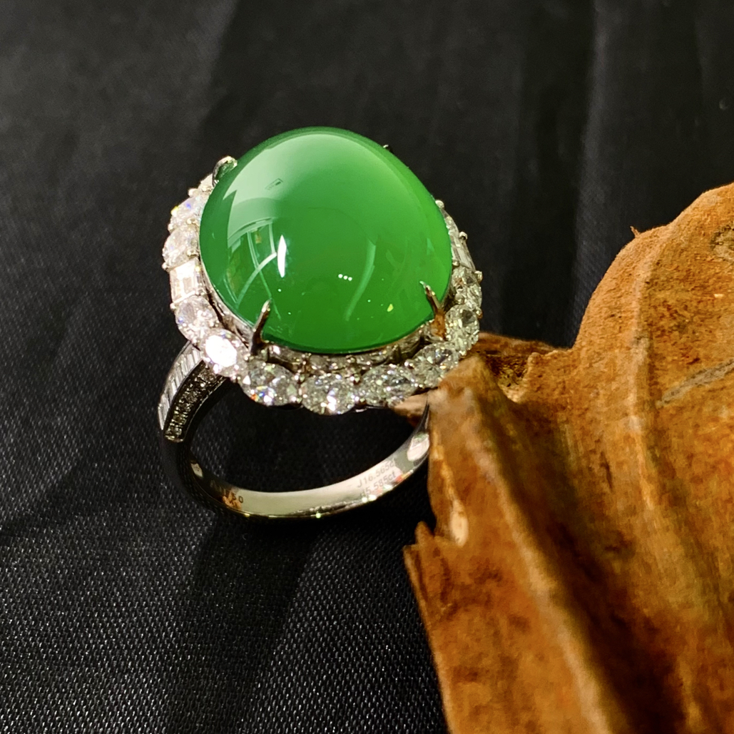 缅甸翡翠 戒指金镶 戒指吊坠两用款 不含链【7位数】