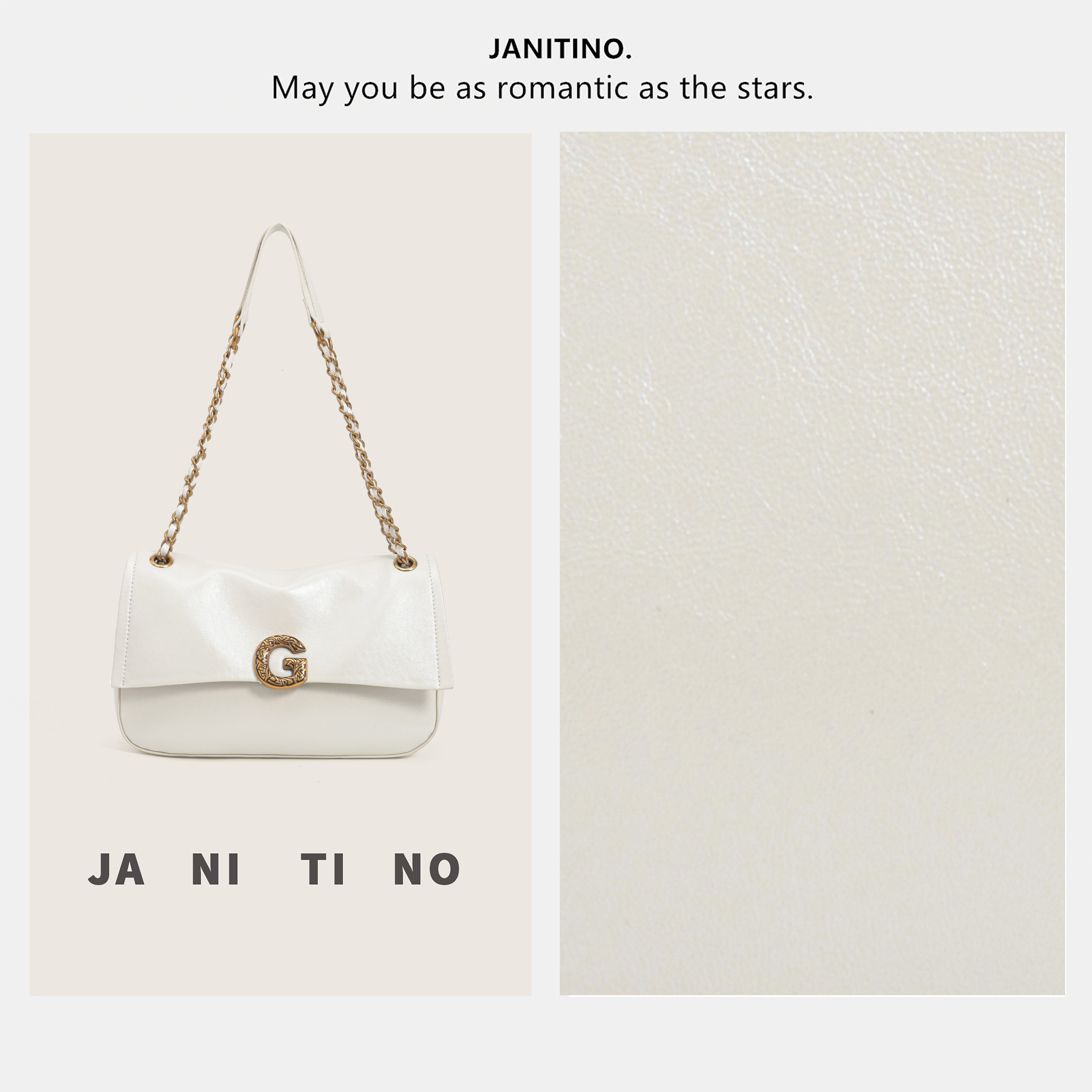 JANITINO/佳妮蒂诺当季新款轻奢风百搭单肩斜挎包6287白