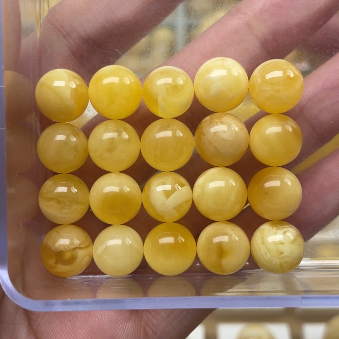 琥珀裸石未镶嵌蜜蜡圆珠手串10+