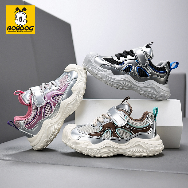 巴布豆男女童2025秋季开学新款透气网面休闲鞋防滑软底儿童运动鞋