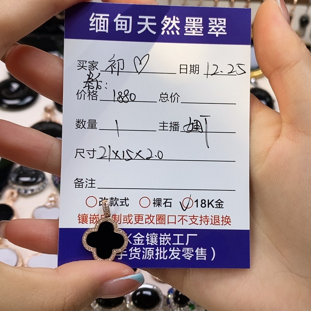 初***衷翡翠18K金镶嵌颈饰