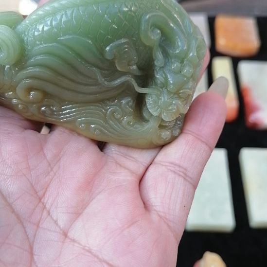 寿山石寿山石精品艾叶绿