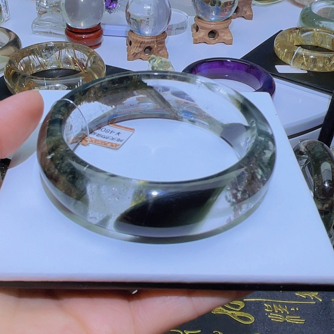 水晶手镯未镶嵌即****姐天然绿幽灵高货57➕