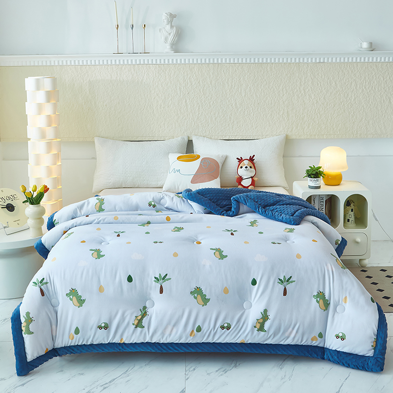 2025年新款牛奶绒豆豆绒被子单人双人冬季保暖豆豆被小鳄鱼